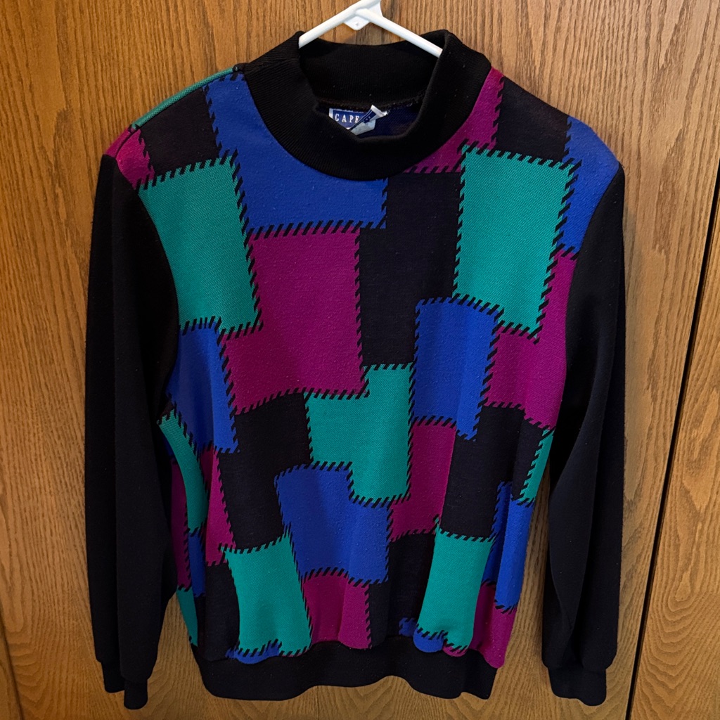 Vibrant Patchwork Crewneck Sweater